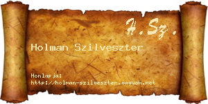 Holman Szilveszter névjegykártya